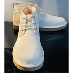UGG Neumel Natural Canvas Ankle Boots Off White Men’s Sz 12 (1117613) NWOB